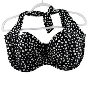 Smart & Sexy Polka Dot Halter Bikini Swim Top Women Plus Size 40D Underwire